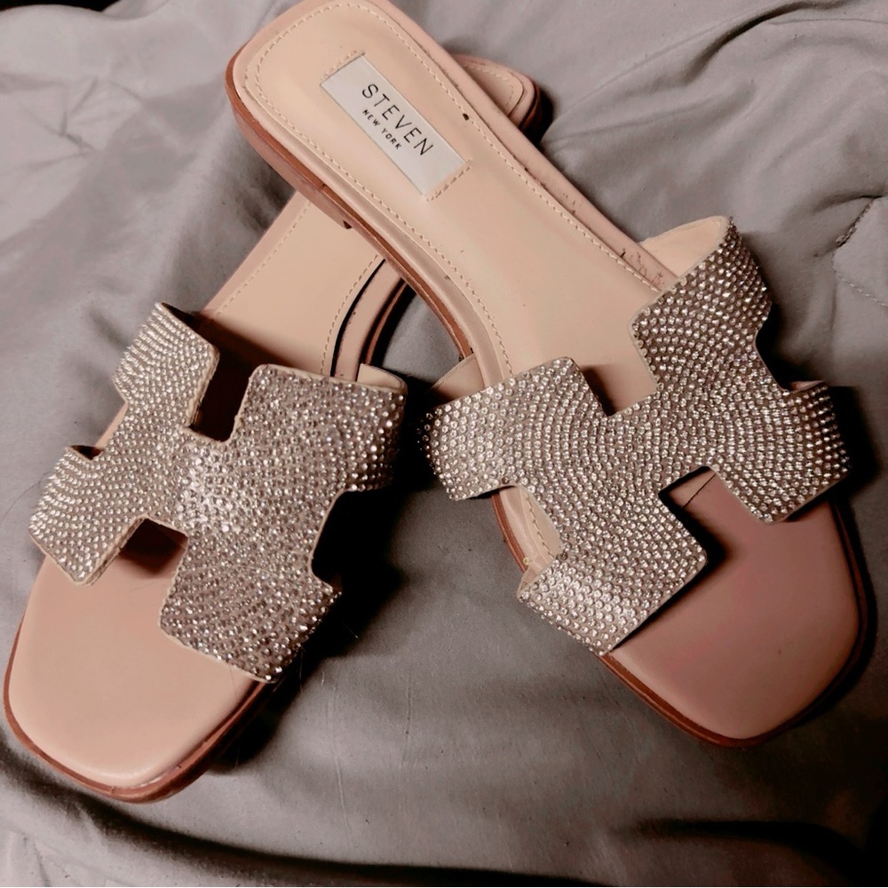 Seven7 Women's Sparkling Rhinestone Sandals - Silver and Cream